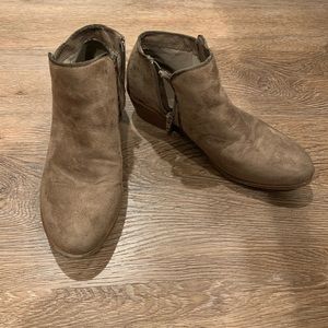 Brown suede booties